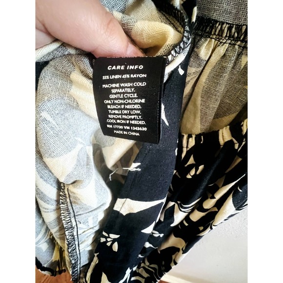 Open Back Floral Midi Linen Blend Maxi Dress Size XS - Picture 5 of 8